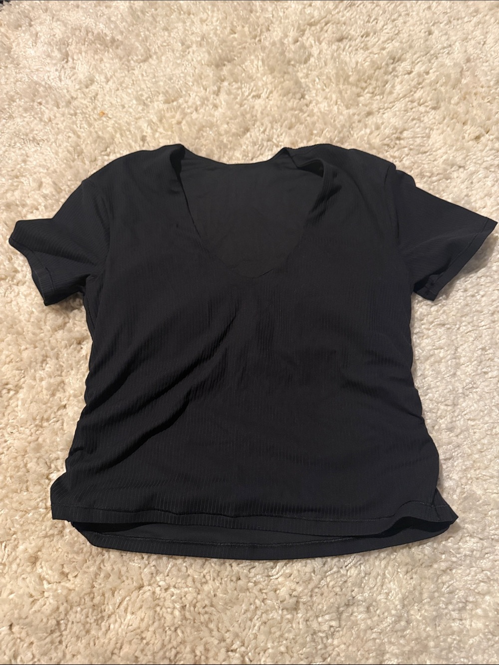 Never worn built in bra Classic V-Neck Short Sleeve Top - Black